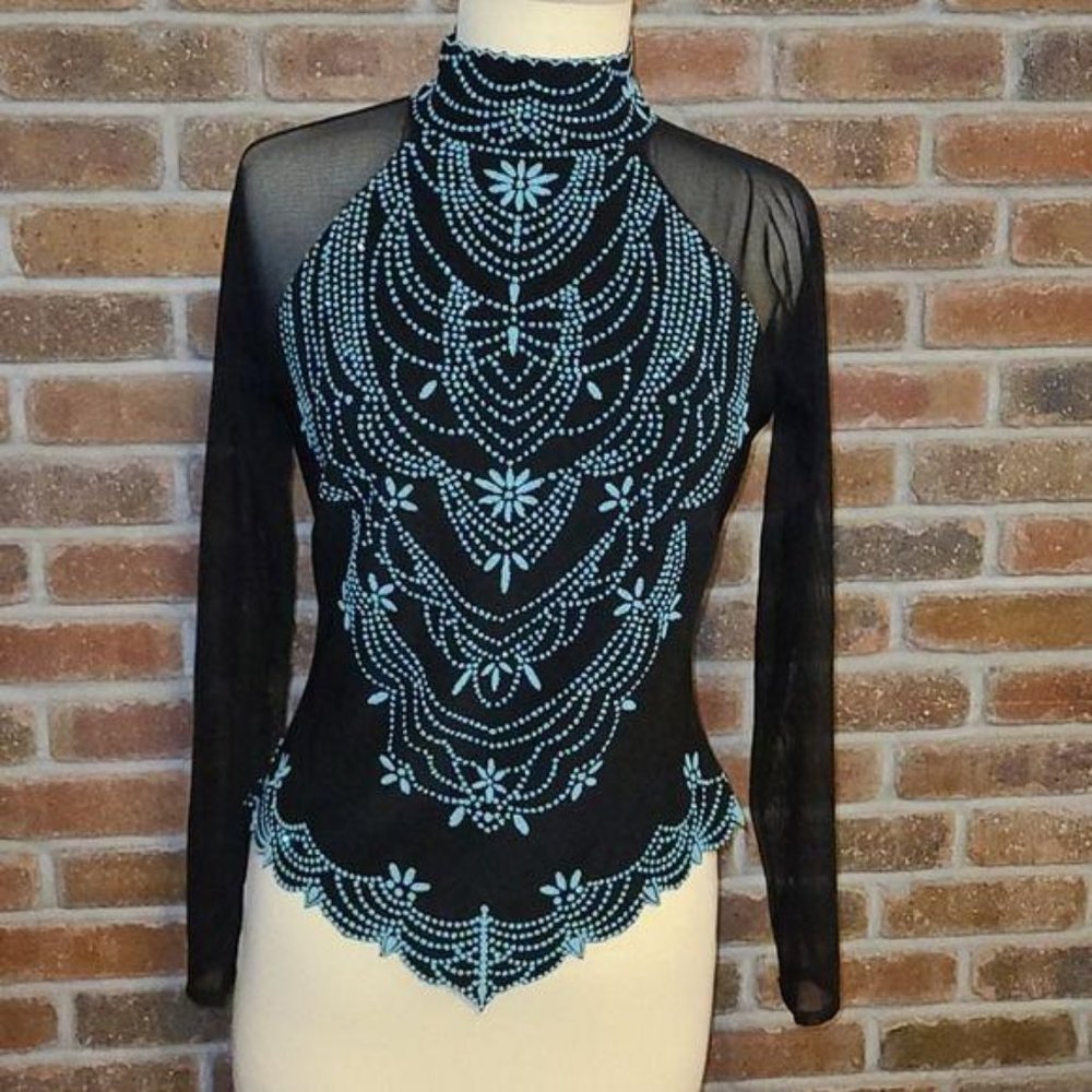 Cartise Blouse Beaded Sheer Sleeves